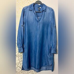 Allison Joy Blue Denim Long Sleeve Tunic w Pockets size M